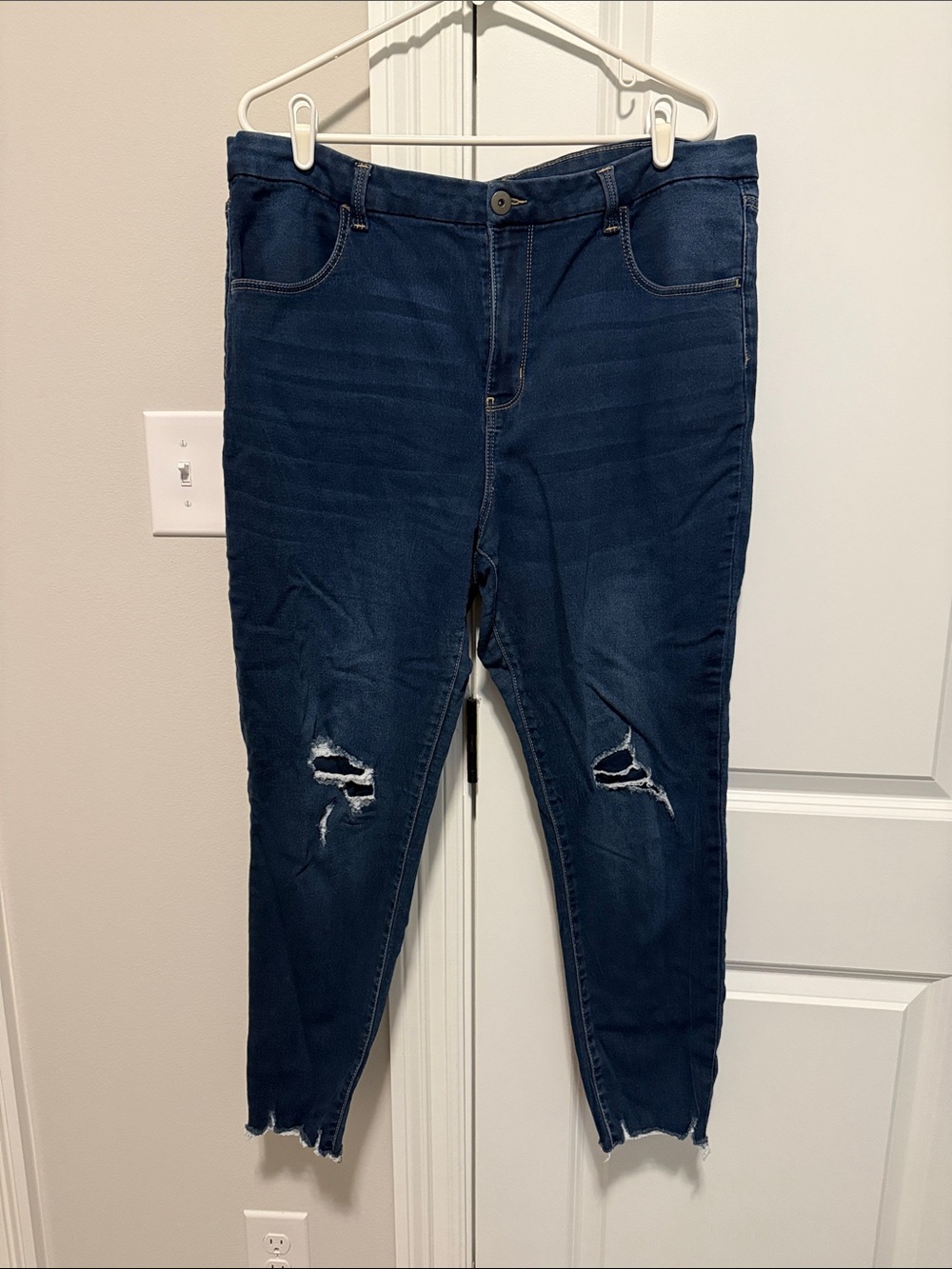 No Boundaries Dark Blue Distressed Skinny Jeans